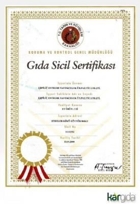 Erpilic Food Registration Certificate