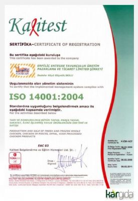 ISO 14001:2004 Sertifikası
