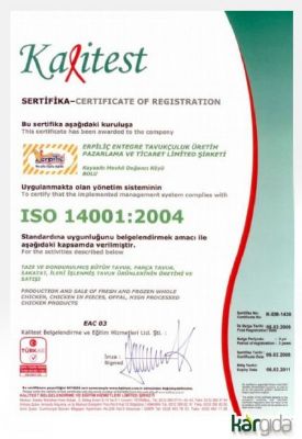 ISO 14001:2004 Sertifikası